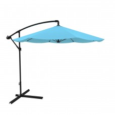 Patio Umbrella, Cantilever Hanging Outdoor Shade, Easy Crank and Base for Table, Deck, Balcony, Porch, Backyard, Pool 10 Foot by Pure Garden (Red)   555305281